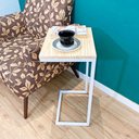 Ver imagem 2 de Mesa Lateral de Apoio para Sofá Style Industrial de Ferro e Madeira Natural e Branco