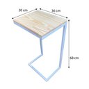 Ver imagem 3 de Mesa Lateral de Apoio para Sofá Style Industrial de Ferro e Madeira Natural e Branco