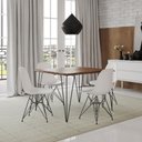 Ver imagem 1 de Mesa Sala De Jantar Industrial Amêndoa 120X75 Com 4 Cadeiras Brancas De Ferro Preto Cor: Marrom