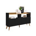 Ver imagem 2 de Buffet / Balcão Ma 4 Portas Estilo Retrô Cor Preto / Nature Ja