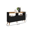 Ver imagem 1 de Buffet / Balcão Ma 4 Portas Estilo Retrô Cor Preto / Nature Ja