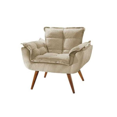 Poltrona Opala com Puff Bege 1 Lugar Akisalla Móveis