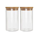 Ver imagem 2 de Kit 2 Potes Borossilicato Hermético Tampa Bambu 800ml Class