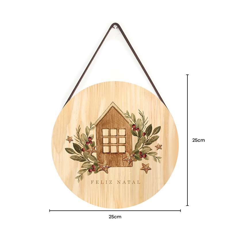 Placa Decorativa de Pinus Natal Casa - 4