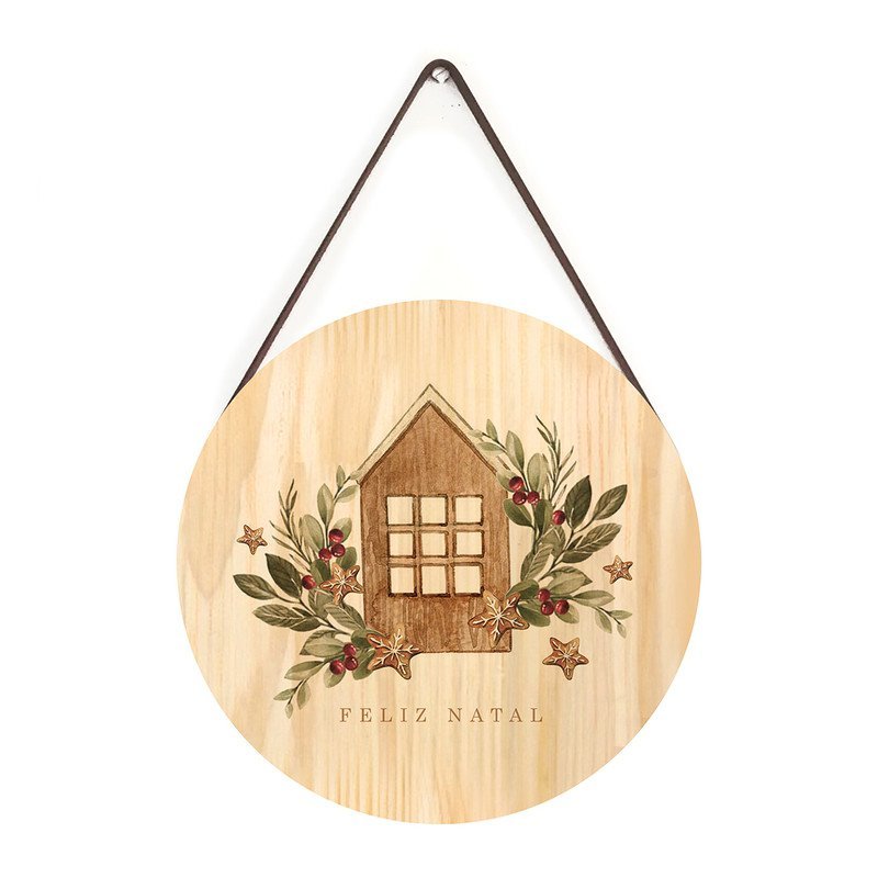 Placa Decorativa de Pinus Natal Casa
