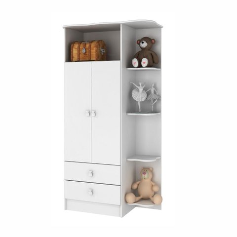 Guarda Roupa Infantil Percasa 2 Portas 2 Gavetas com Cantoneira Mdp Branco