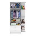 Ver imagem 3 de Guarda-Roupa Infantil 2 Portas 2 Gavetas com Cantoneira Branco - Percasa