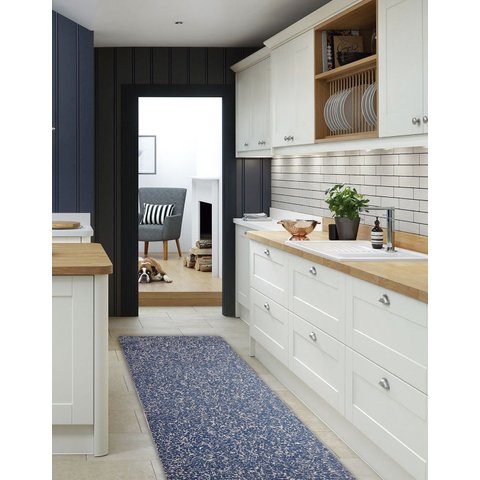 Tapete Passadeira Emborrachada Pvc Antiderrapante 0,65x4,00m Textura Azul Cinza