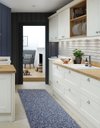 Ver imagem 1 de Tapete Passadeira Emborrachada Pvc Antiderrapante 0,65x4,00m Textura Azul Cinza