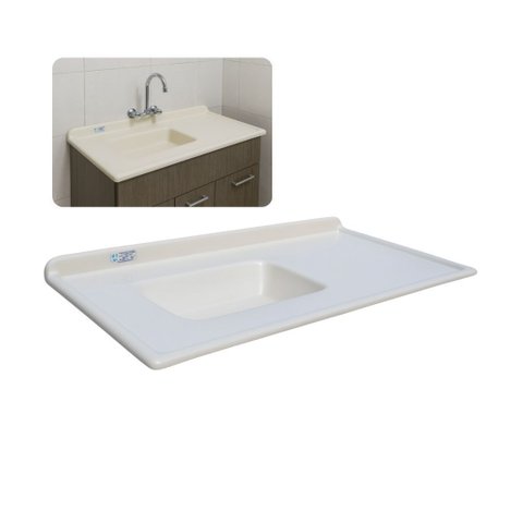 Pia de Cozinha Mármore Sintético 55x100cm Cuba Fibra: Bege