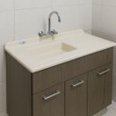 Ver imagem 2 de Pia de Cozinha Mármore Sintético 55x100cm Cuba Fibra: Bege