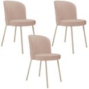 Ver imagem 1 de Kit 03 Cadeiras para Sala de Jantar Cozinha Estofada Gavi Arena L02 Linho Rosê - Lyam Decor