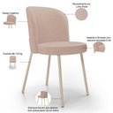Ver imagem 4 de Kit 03 Cadeiras para Sala de Jantar Cozinha Estofada Gavi Arena L02 Linho Rosê - Lyam Decor