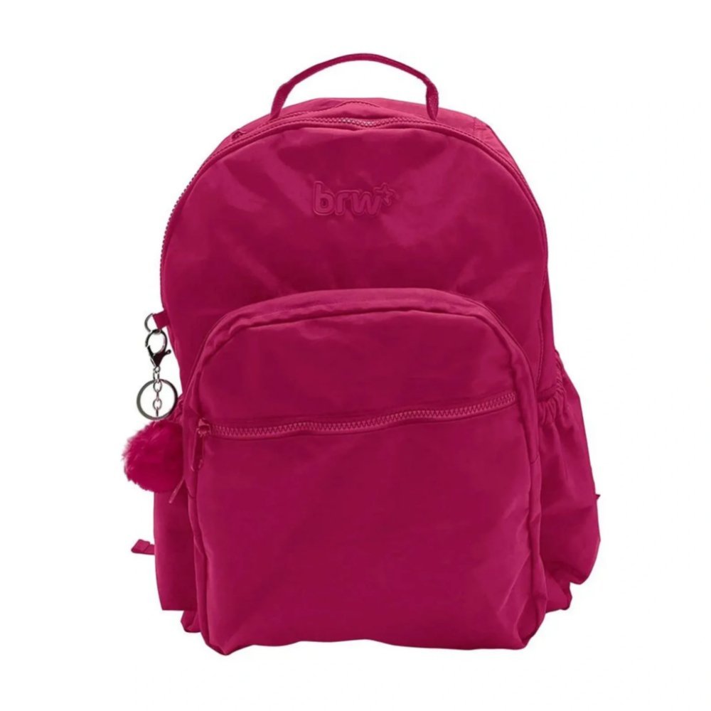 Mochila Pink Nylon C/2 Compart. 2 Bolsos Crinkle Brw