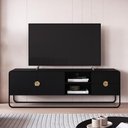 Ver imagem 3 de Rack para Sala de Estar TV 65 pol Industrial Orgânico Alek A03 Nero Preto - Lyam Decor