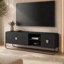 Ver imagem 1 de Rack para Sala de Estar TV 65 pol Industrial Orgânico Alek A03 Nero Preto - Lyam Decor