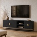 Ver imagem 4 de Rack para Sala de Estar TV 65 pol Industrial Orgânico Alek A03 Nero Preto - Lyam Decor