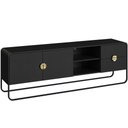 Ver imagem 2 de Rack para Sala de Estar TV 65 pol Industrial Orgânico Alek A03 Nero Preto - Lyam Decor