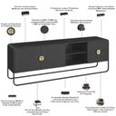 Ver imagem 5 de Rack para Sala de Estar TV 65 pol Industrial Orgânico Alek A03 Nero Preto - Lyam Decor
