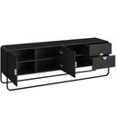 Ver mais imagens de Rack para Sala de Estar TV 65 pol Industrial Orgânico Alek A03 Nero Preto - Lyam Decor