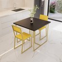 Ver imagem 1 de Conjunto Mesa de Jantar Quadrada Preta 2 Cadeiras Estofado Riviera Industrial Don Castro Amarelo
