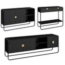Ver imagem 1 de Conjunto Sala de Estar Rack Buffet Aparador Estilo Orgânico Nero/preto