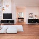 Ver imagem 2 de Conjunto Sala de Estar Rack Buffet Aparador Estilo Orgânico Nero/preto