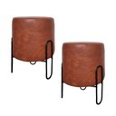 Ver imagem 1 de Kit 2 Puff Banqueta Redondo Ferro Couro Sintético Sala Quart:whisk