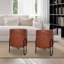 Ver imagem 3 de Kit 2 Puff Banqueta Redondo Ferro Couro Sintético Sala Quart:whisk