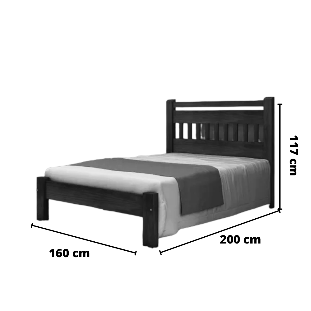 Cama Queen Size Antares Madeira Maciça Reforçada Cor Tabaco - 3