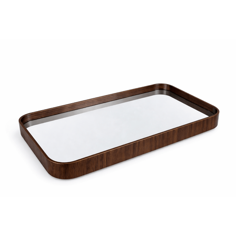 Bandeja Retangular 70cm em MDF com Espelho Yumi Oona Design Castanho