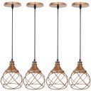 Ver imagem 1 de 4 Pendentes Aramado Esfera Balonê Cobre Rose Gold Lustre Luminária Teto Regulável Sala Cozinha