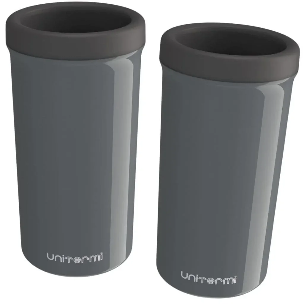 Kit 2 Porta Lata Térmico Slim Unitermi 350ml Suporte para Cerveja:Cinza