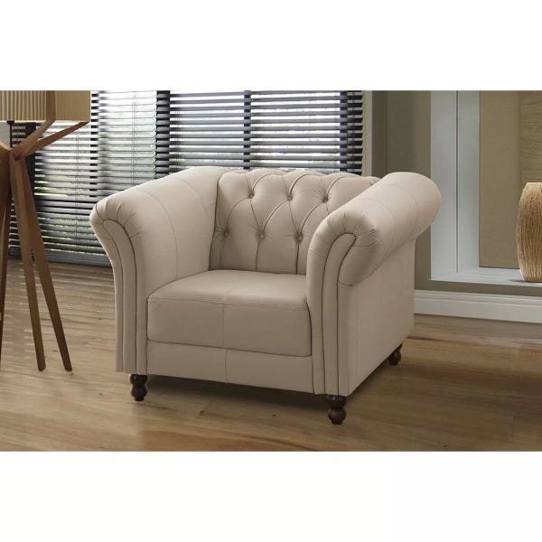 Menor preço em Kit 2 Poltronas Decorativa Maggiore Couro Bege 66 - Gran Belo