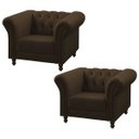 Ver imagem 1 de Kit 2 Poltronas Decorativa Maggiore Couro Conhaque - Gran Belo