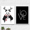 Ver imagem 1 de Kit 2 Quadros Decorativos Panda Love 24x18cm:Madeira preta