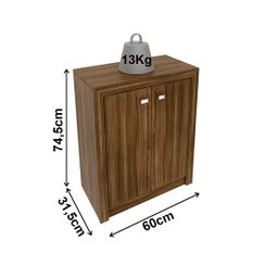 Armário Balcão para Escritório Baixo 60cm 2 Portas Me4103 Tecno Mobili - Nogal - 4
