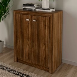Armário Balcão para Escritório Baixo 60cm 2 Portas Me4103 Tecno Mobili - Nogal - 1