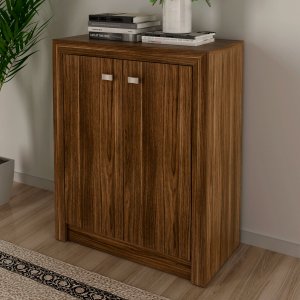 Armário Balcão para Escritório Baixo 60cm 2 Portas Me4103 Tecno Mobili - Nogal