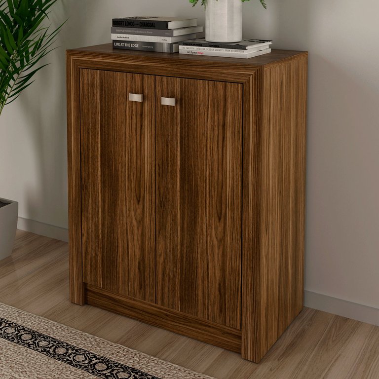 Armário Balcão para Escritório Baixo 60cm 2 Portas Me4103 Tecno Mobili - Nogal Armário Balcão para Escritório Baixo 60cm 2 Portas Me4103 Tecno Mobili - Nogal