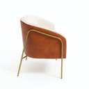 Ver imagem 5 de Sofá Namoradeira Stella Industrial Alta Dourada Sintético Pu Nozes Linho D03 - D’Rossi