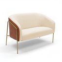 Ver imagem 2 de Sofá Namoradeira Stella Industrial Alta Dourada Sintético Pu Nozes Linho D03 - D’Rossi