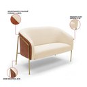 Ver imagem 3 de Sofá Namoradeira Stella Industrial Alta Dourada Sintético Pu Nozes Linho D03 - D’Rossi