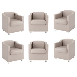Kit 6 Poltronas para Recepção Clínica Médica - Balaqui Decor Cor:Courino Bege