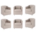Ver imagem 1 de Kit 6 Poltronas para Recepção Clínica Médica - Balaqui Decor Cor:Courino Bege