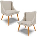 Ver imagem 1 de Kit 2 Cadeiras Decorativas Sala de Jantar Pés Palito de Madeira Firenze Veludo Luxo Prata/Natural G1