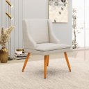 Ver imagem 2 de Kit 2 Cadeiras Decorativas Sala de Jantar Pés Palito de Madeira Firenze Veludo Luxo Prata/Natural G1