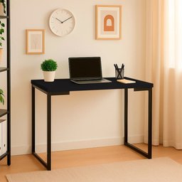 Mesa para Computador Industrial Preto 90cm Base Metálica Preta - Vallisa Decor - 2