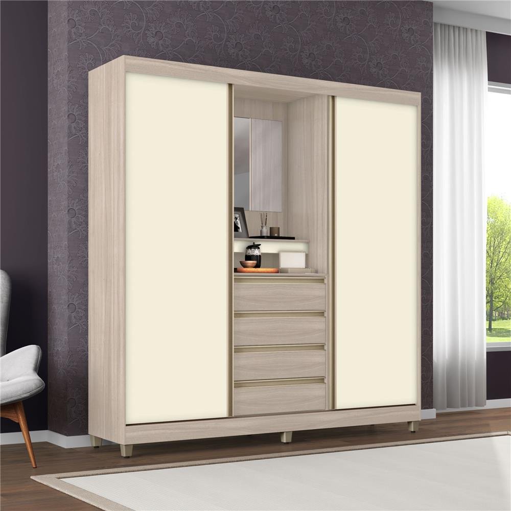 Guarda Roupa Fortaleza II com 2 Portas de Correr e 4 Gavetas Bartira