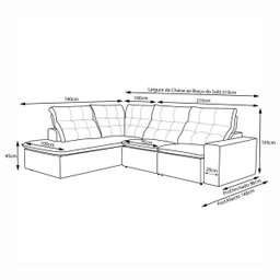 Sofá Retrátil Londres 2 Lugares 2,10M com Chaise Veludo Bege - Gran Belo - 3 Sofá Retrátil Londres 2 Lugares 2,10M com Chaise Veludo Bege - Gran Belo - 3